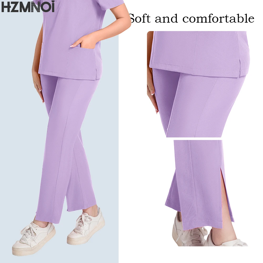Elasticità Uniforme medica Donna Anti-rughe Tessuto morbido Uniformi chirurgiche Clinico Infermieristica Scrub Set Dottore Infermiera Tuta infermieristica