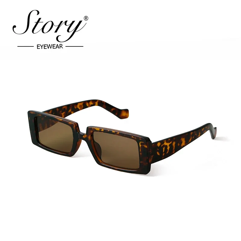 Story Trendy Black Rectangle Sunglasses Women Men 2020 Brand Designer Vintage Leopard Square Sun Glasses Shades for Women 77134H