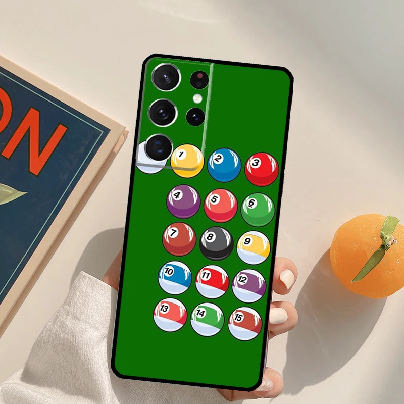 البلياردو السنوكر 8 الكرة قضية الهاتف لسامسونج غالاكسي S24 S25 الترا S20 S21 S22 S23 زائد S9 S10 S24 FE الغطاء الخلفي
