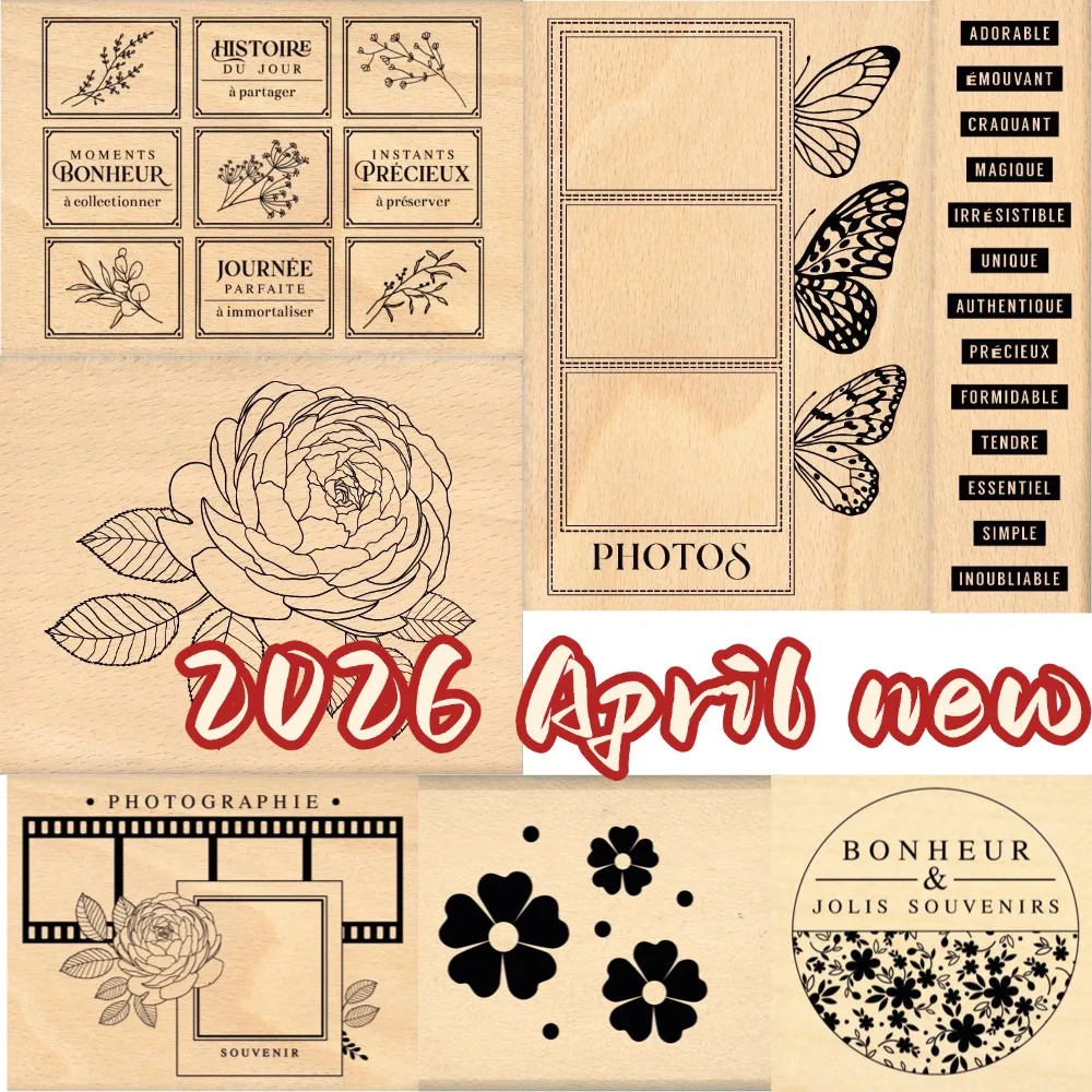 

2026 new French Transparent Clear Silicone Blooming Frame Stamp For DIY Scrapbooking Crafts Maker Photo Album Template Handmade