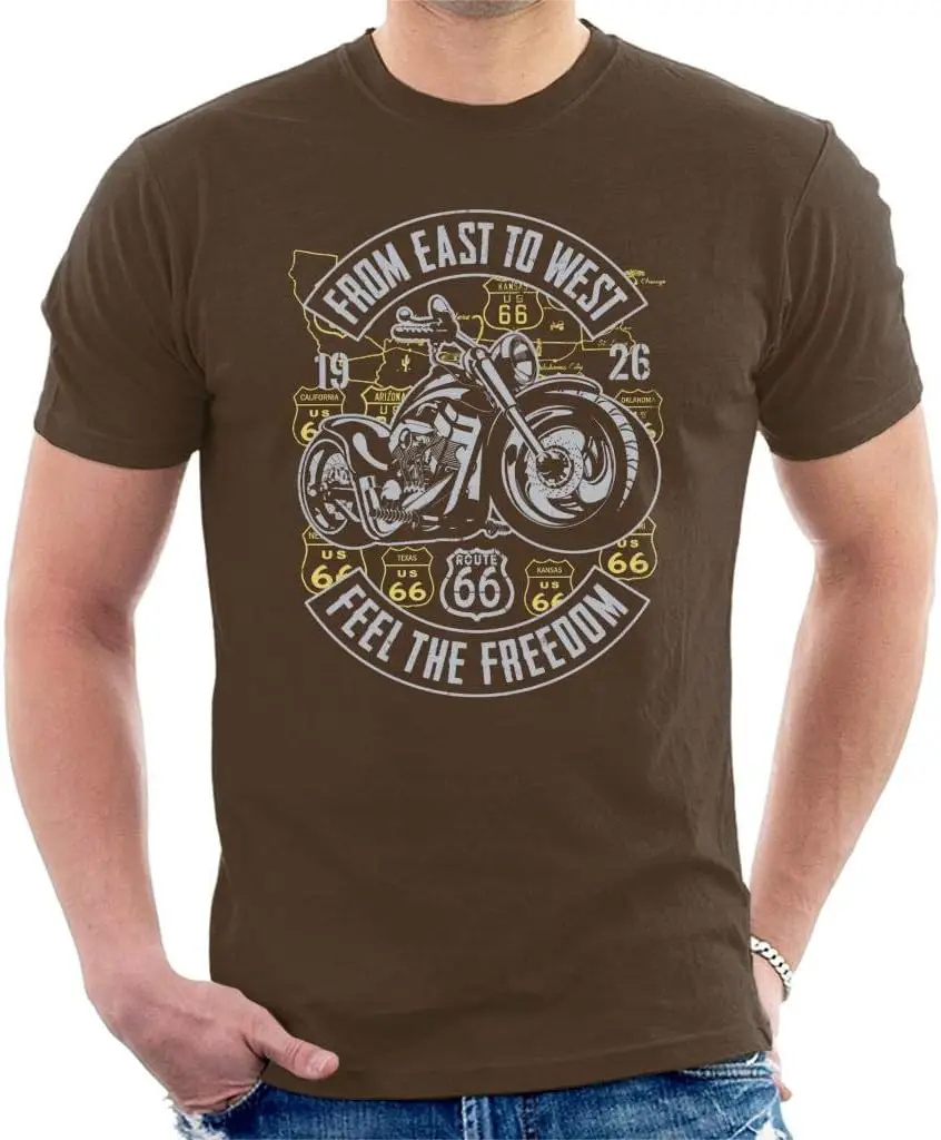 Route 66 from East to West Biker Men's Tees High Quality 100%Cotton Short Sleeve