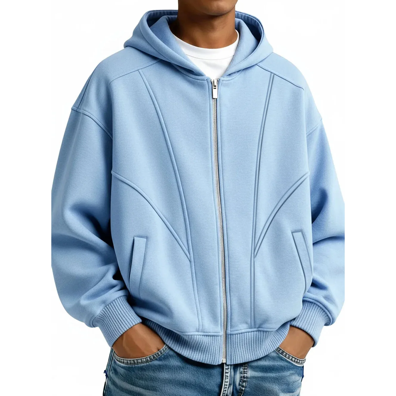 

Men's Solid Color Fleece Lined Zip Up Pocket Hooded Sweatshirt Cardigan Men's Casual Sweatshirt Cardigan Long Sleeve Tops