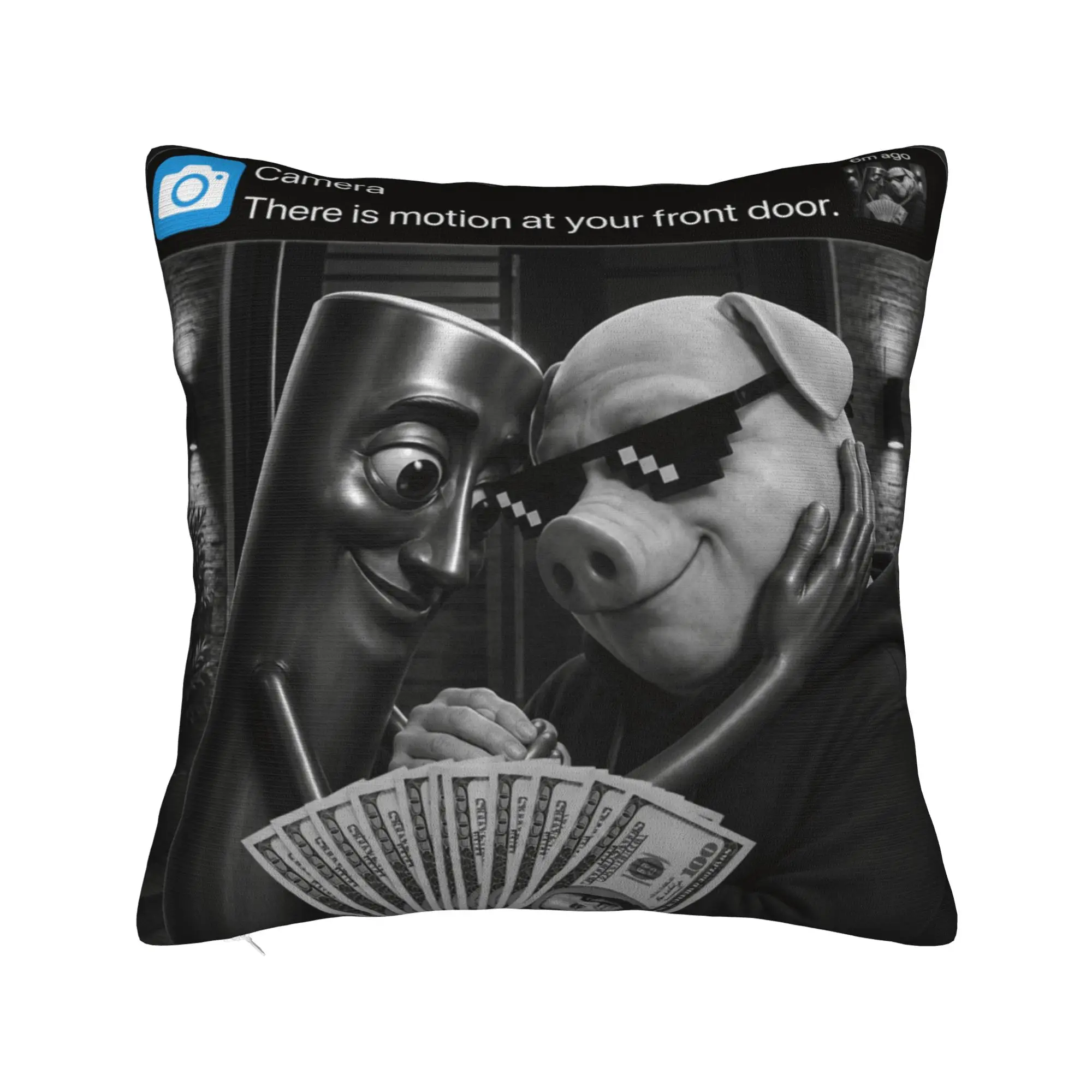 Tung Tung Sahur John Pork Motion at Your Front Door Pillowcases  Novelty Pillow Case For Couch Sofa Bedroom Comfy Pillow Cover