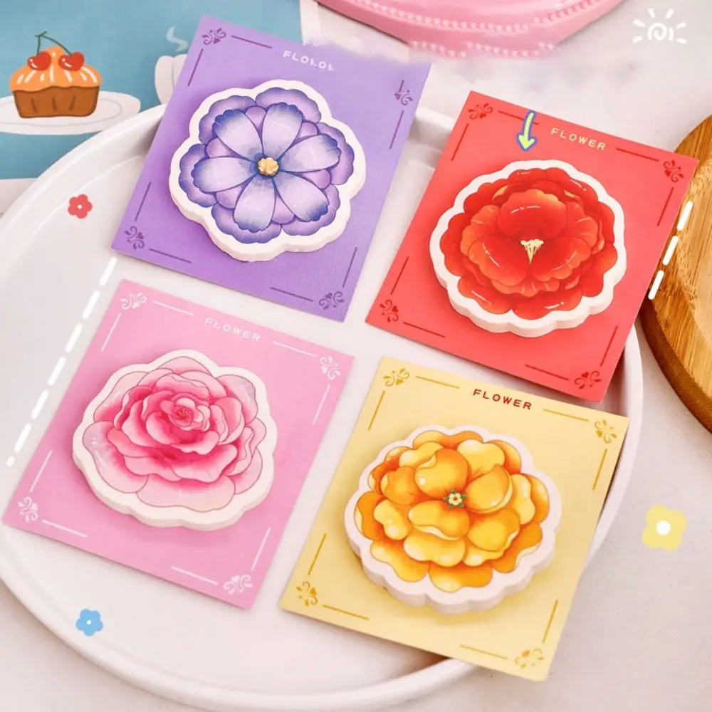 Kawaii Flower Sticky Notes, Creative Pasteable Flower Notepad, Durable, Portable, Compte, Matériel décoratif, Message-Leaving