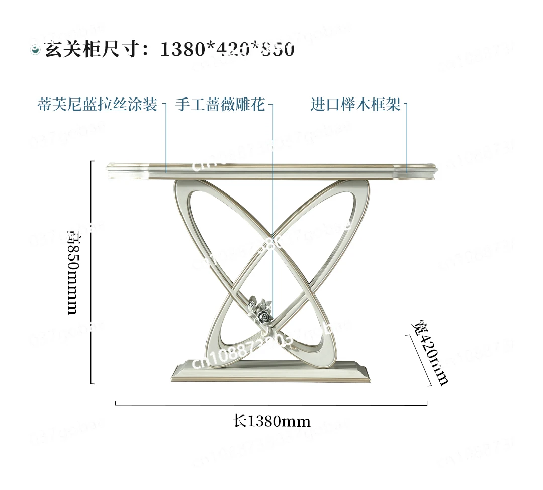 Light Luxury Home Solid Wood Entrance Ttable Villa large flat floor entrance door against the wall entrance table