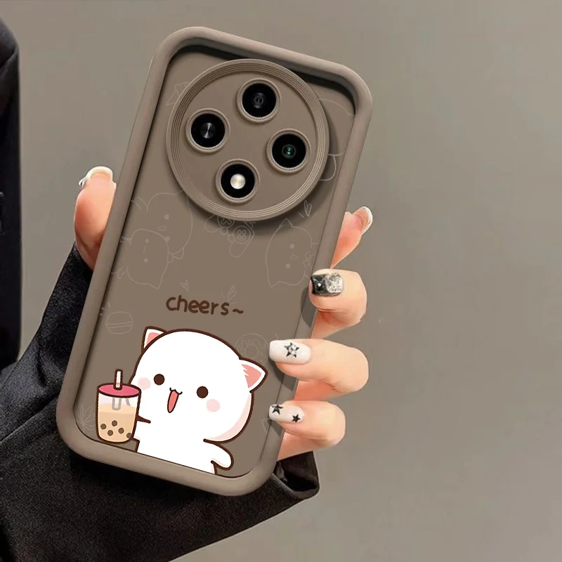 Cartoon Kat Paar Case voor Honor Huawei 200 70 90 Lite X9 P20 P30 P40 P50 Nova 10 SE Mate 20 Pro Schattige Dieren Gekoppelde Soft Covers