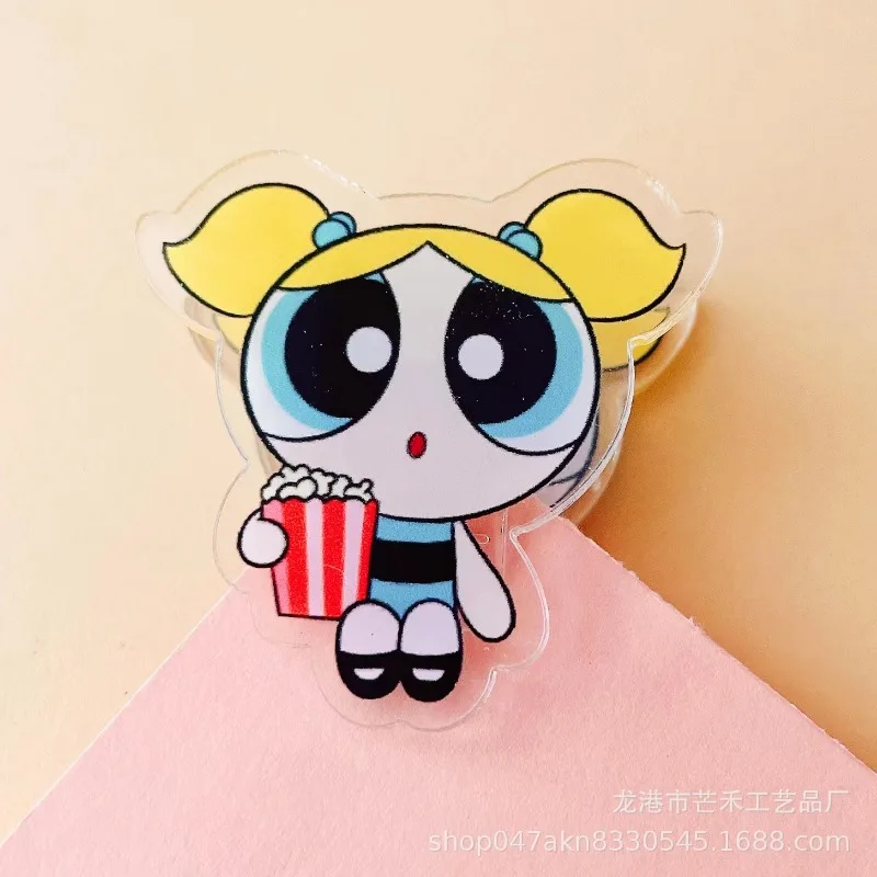 6PCS Kawaii The Powerpuffs Girls Acrylic Clip Kids Cute Office Binding Supplies Stationery Cartoon Anime Clips Set Birthday Gift view 6