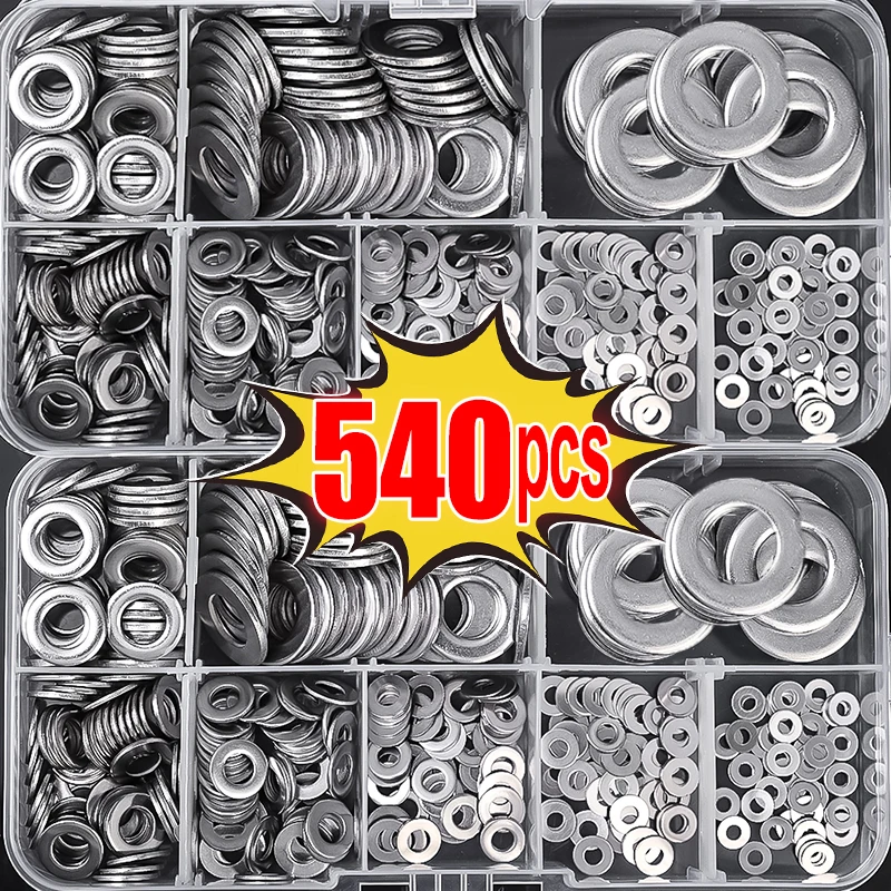 Stainless Steel Flat Washers Metal O Ring Fasteners Gaskets Assortment Kits M2 M2.5 M3 M4 M5 M6 M8 M10 Flat Washers Grommets