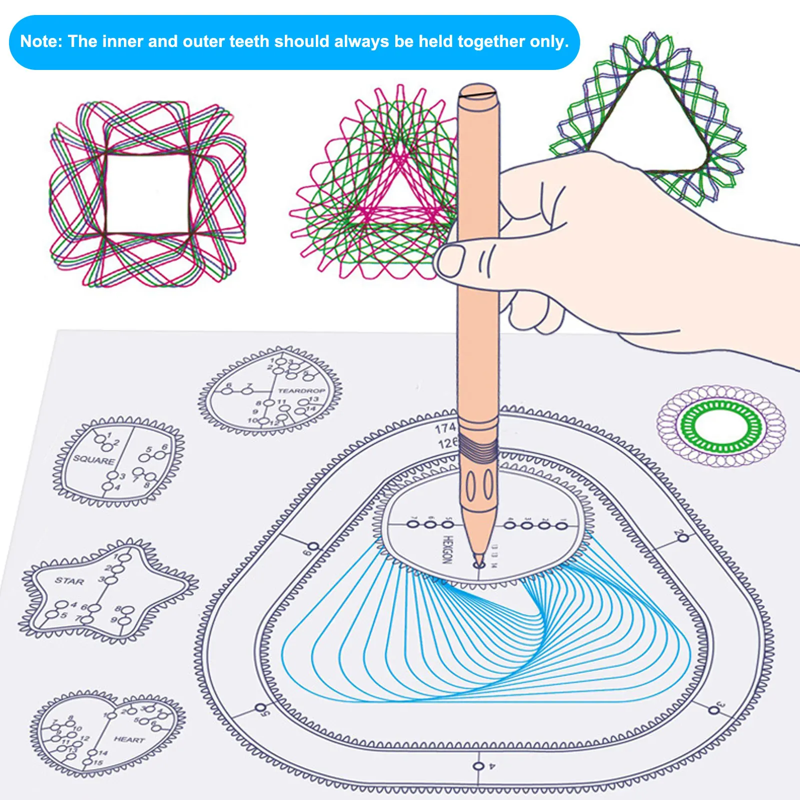 Spiral Gear Drawing Toy Classic Gear Design Ruler Kit Multi-function Kids Geometric Ruler Template Spiral Drawing Tool Art Gifts