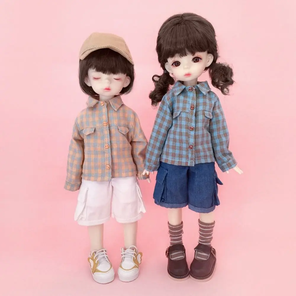 High Quality Fashion Lattice Shirt 4 Colors Doll T-shirt Tops Dolls Clothes For 30cm Dolls For 1/6 Bjd Dolls/for yosd Dolls