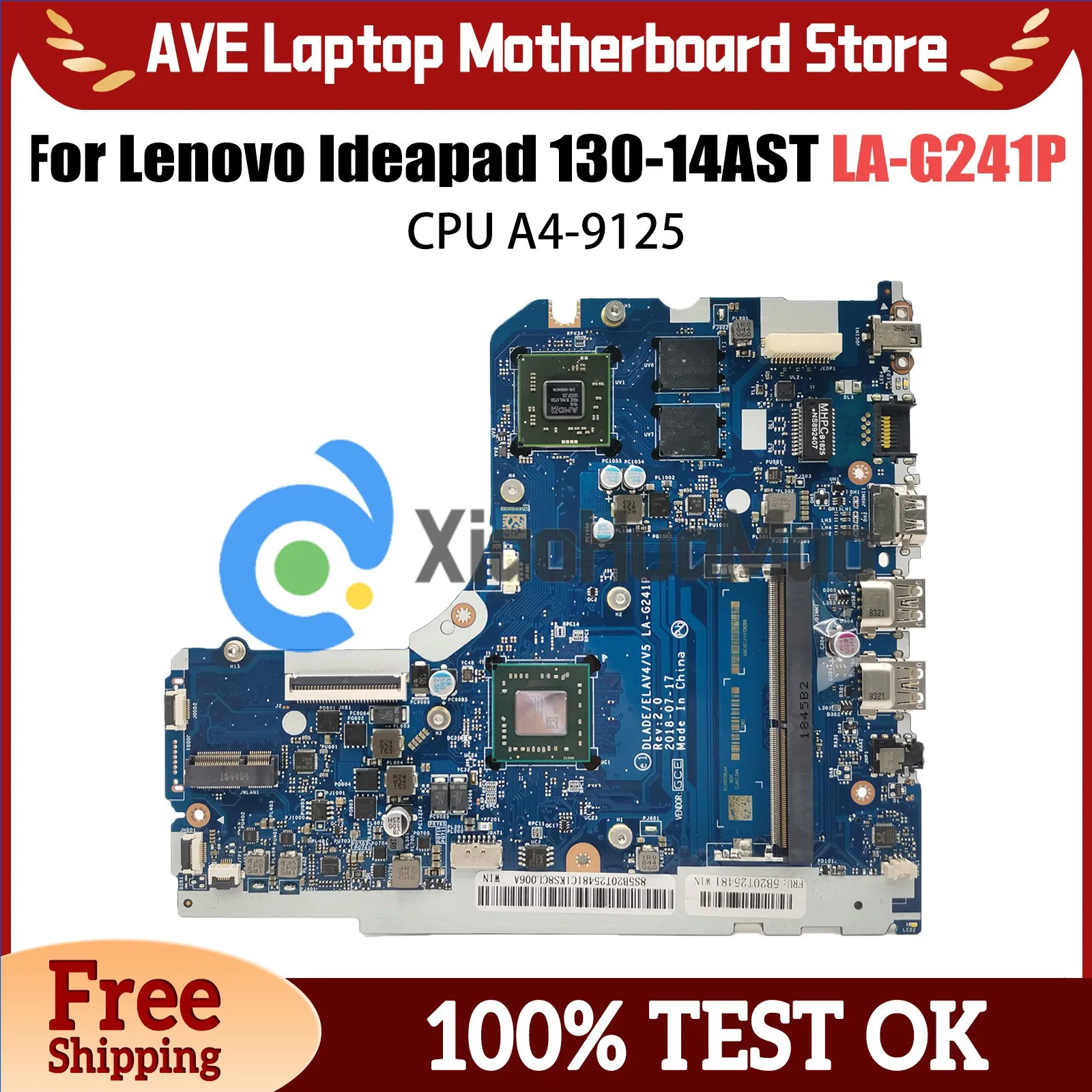 

Материнская плата для ноутбука Lenovo Ideapad 130-14AST LA-G241P EM9000A 5B20R34439, материнская плата для ноутбука, процессор A4-9125, 100% протестировано, ОК