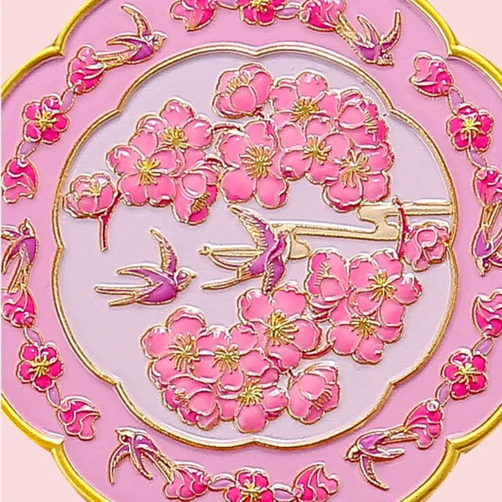 Vintage Handheld Chinese-style Pocket Mirror Portable Flower Pattern Cosmetic Mirror Emboss Metal Makeup Mirror Makeup