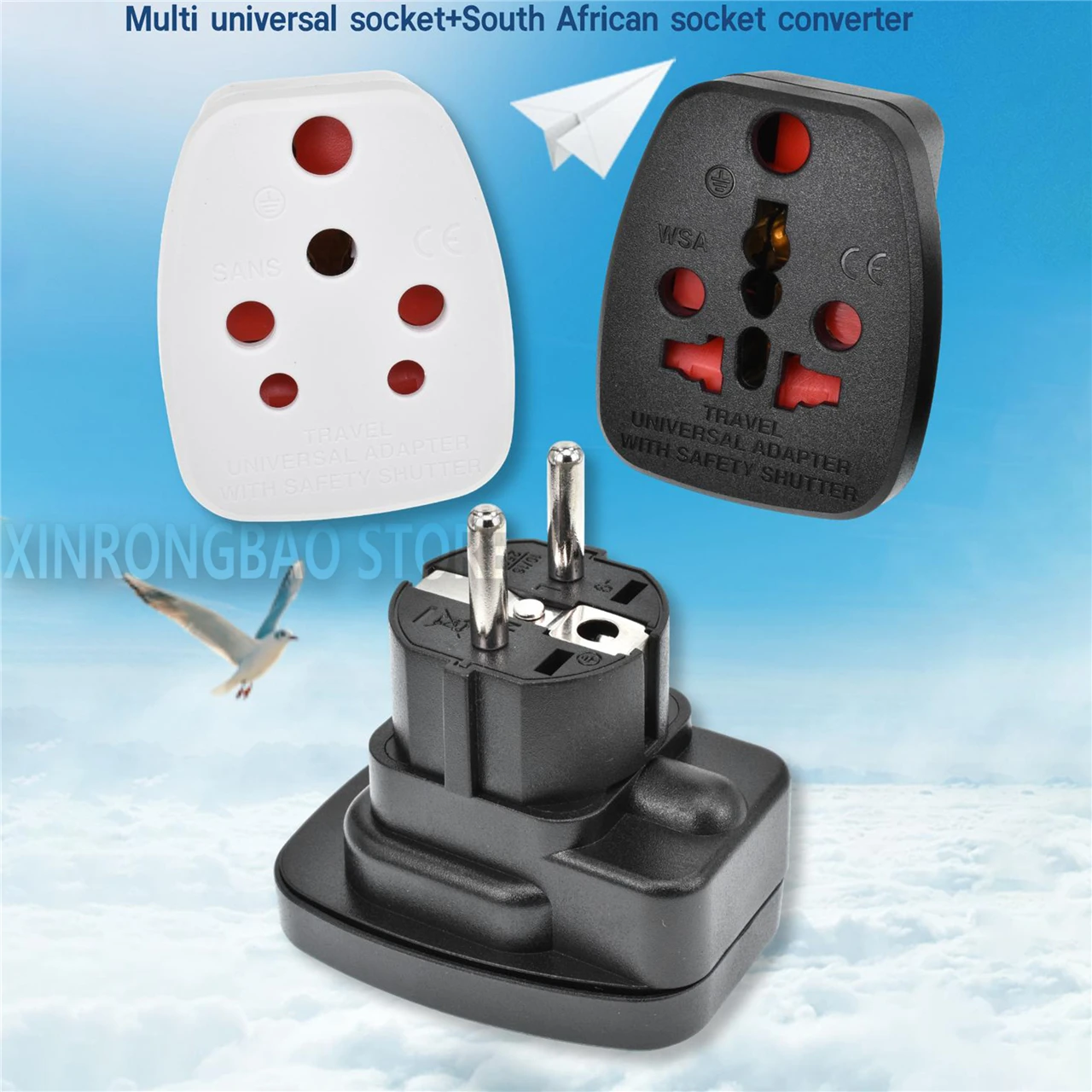 South Africa Universal Italy Switzerland UK US AU to EU German Russia Power Socket Schuko Plug Travel Charger Adapter Converter