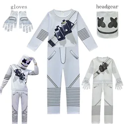 2025 Marshmello DJ Cosplay Costume Kids Long Sleeve Jumpsuit Boy Music Christmas Halloween Party Gift Dress Up Suit for Children