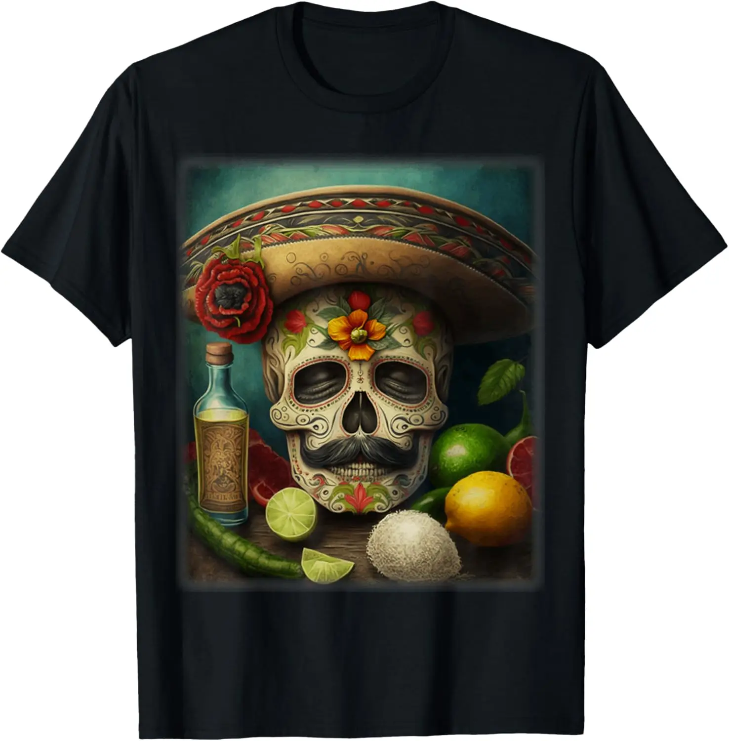 Mexican Sugar Skull Tequila Sombrero Cinco De Mayo Men Women T-Shirt