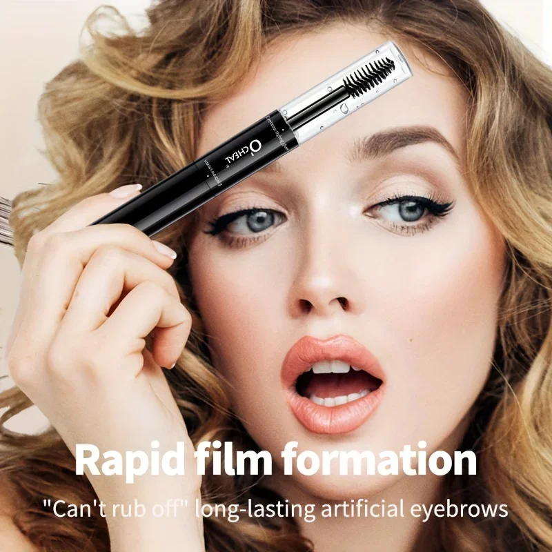 Gel crème pour sourcils 2 en 1 à double extrémité, résistant aux taches, imperméable, résistant à la sueur, teinte longue durée pour sourcils, traits naturels semblables à des cheveux