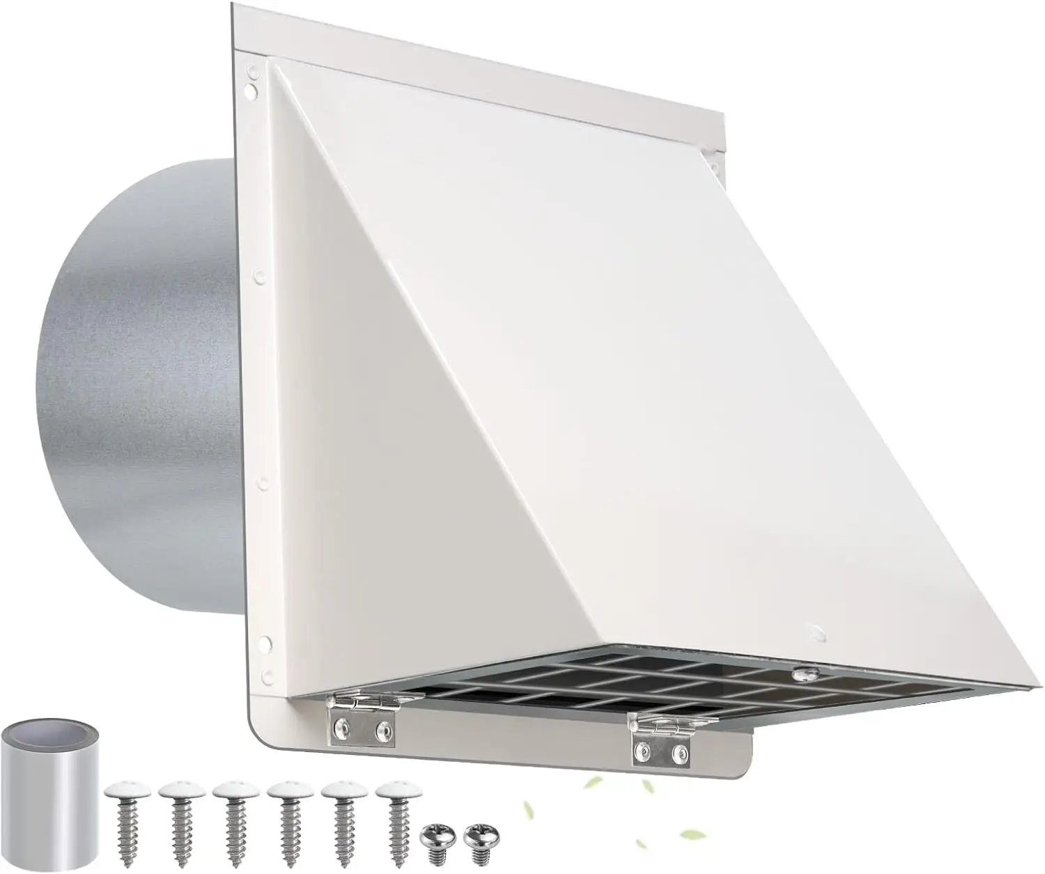 

6 Inch Galvanized Steel Wall Vent with Mesh & Damper, White Exhaust Cover for Outdoor Kitchen or Bathroom Duct