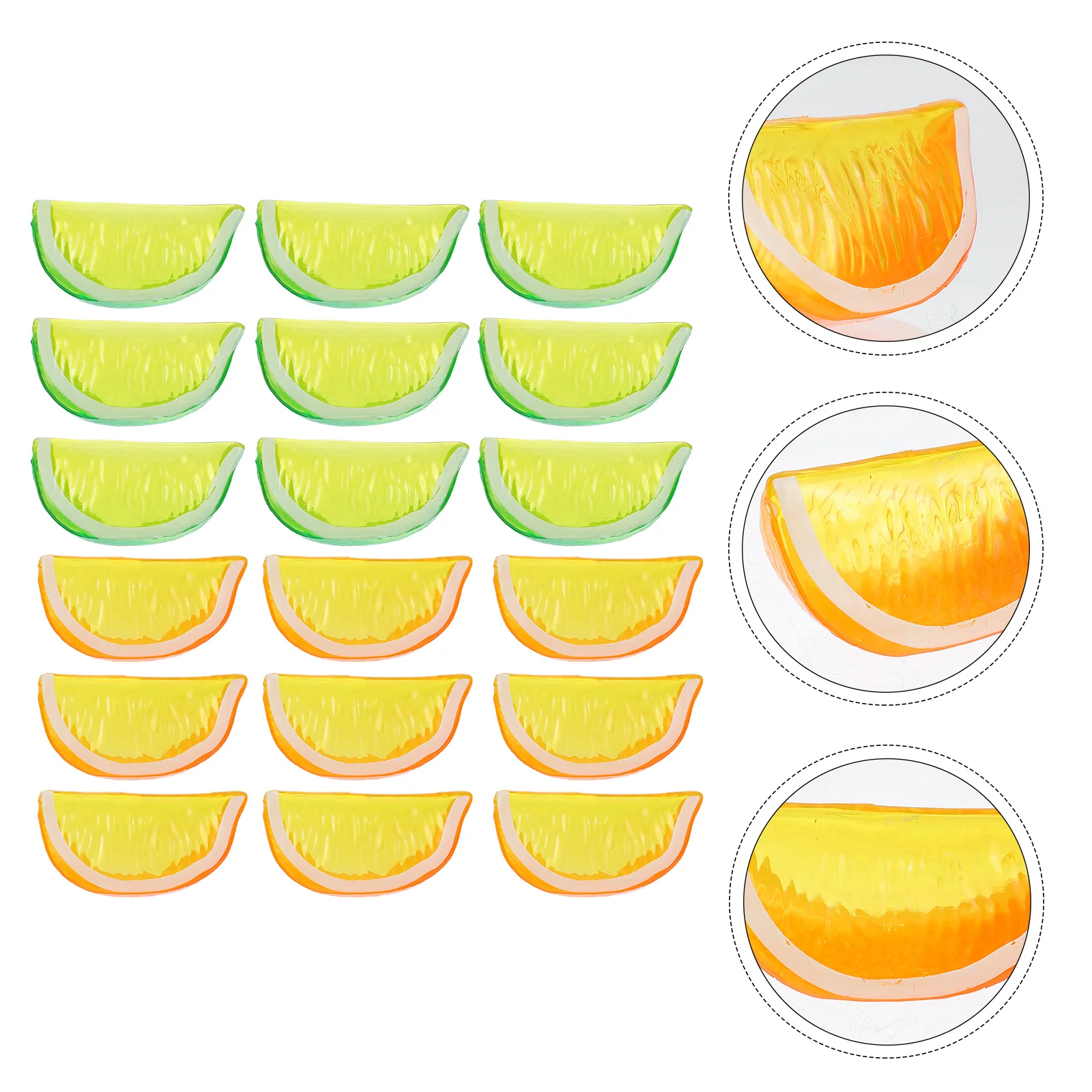 25 Pcs Fake Lemon Wedges Photography Props Plastic Decor Fruit Decoration Home Lifelike