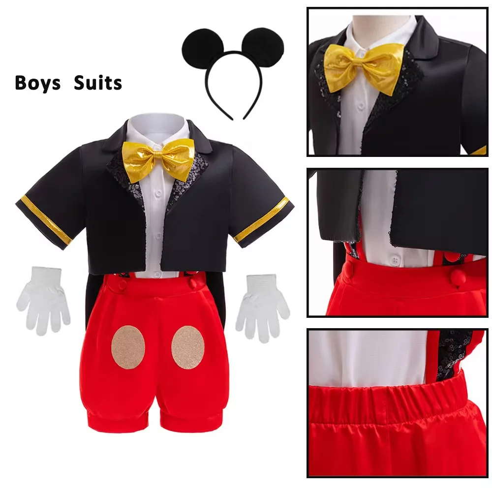 Boys Clothes Set Cosplay Costumes 6PCS Top+Coat+Suspender Shorts+Headband Sets For Boys Cartoon Movies Christmas Party Halloween