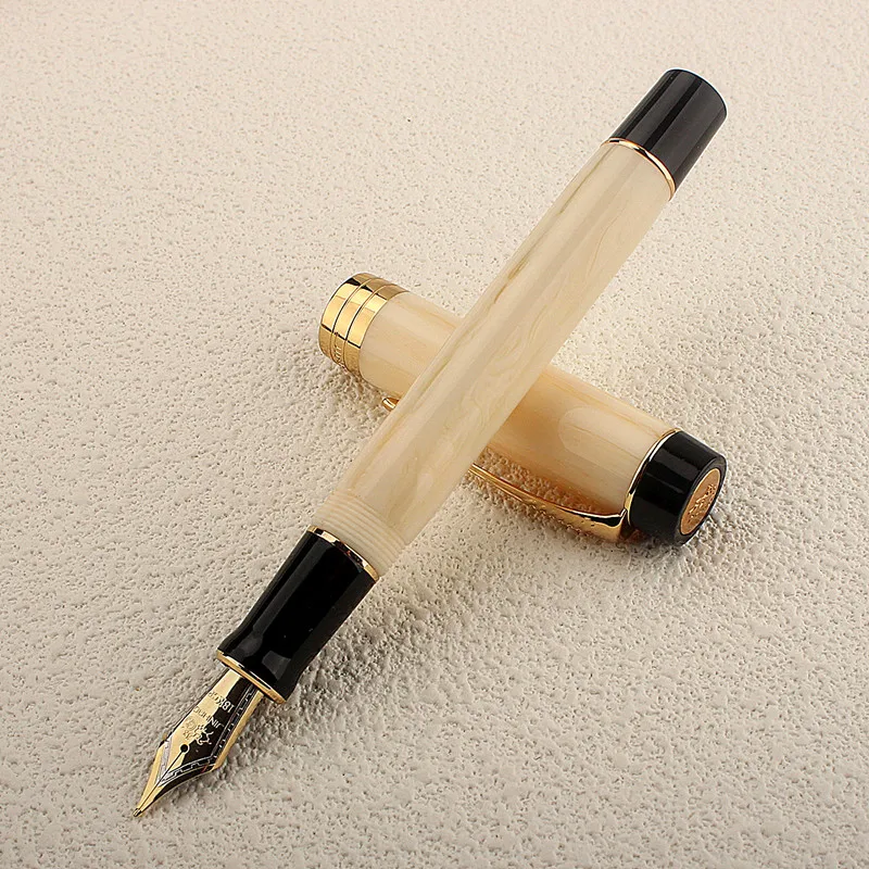 Imagem -03 - Jinhao-caneta-tinteiro Resina Ivory White Gold Nib ef f m Material para Escritório Comercial e Estudantes Canetas Estacionárias 100