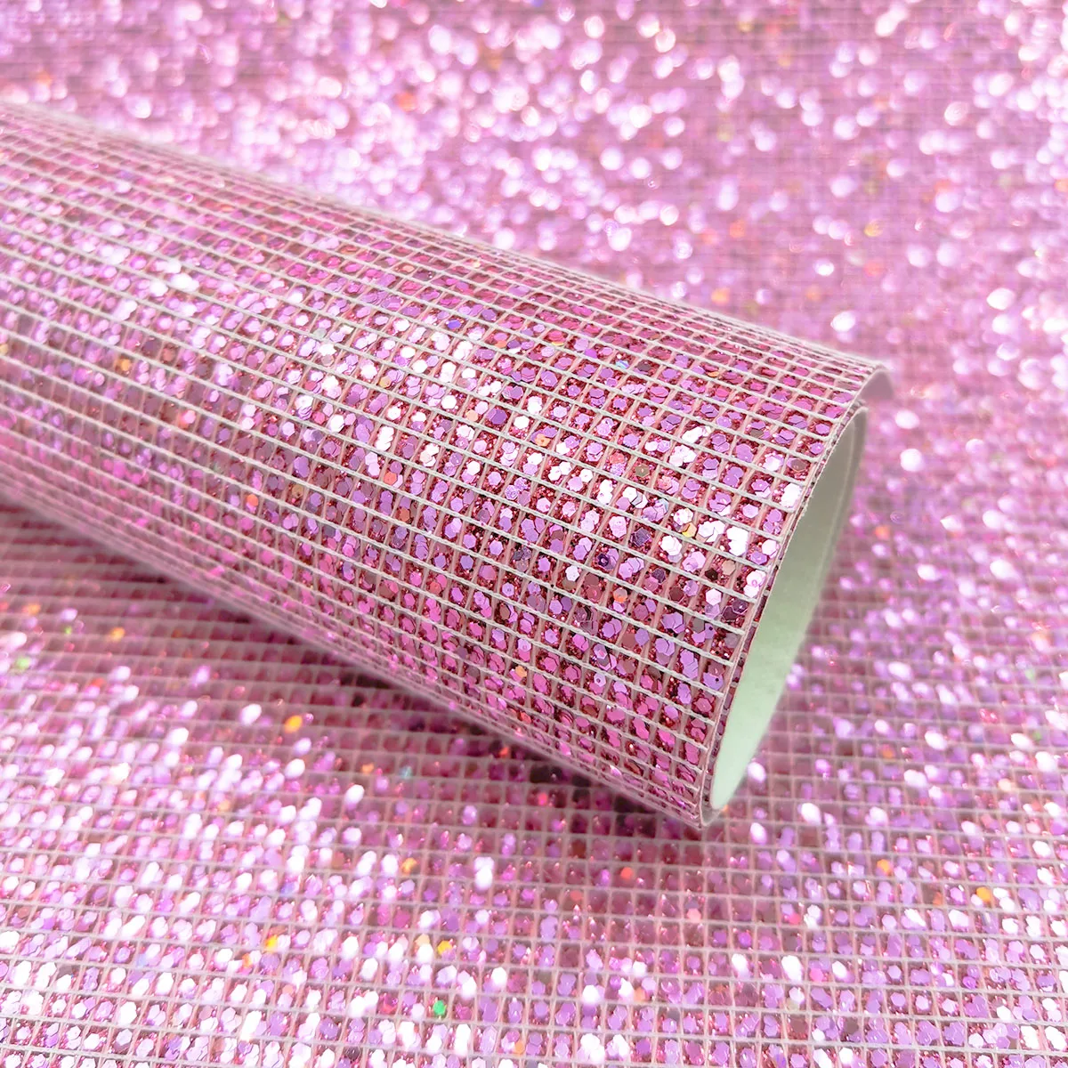 Hologram Iridescent Glitter PU Leatherette Sewing Fabric Grid Plaid Starry sky Chunky DIY Craft Bow GIFT Earring Decor Material