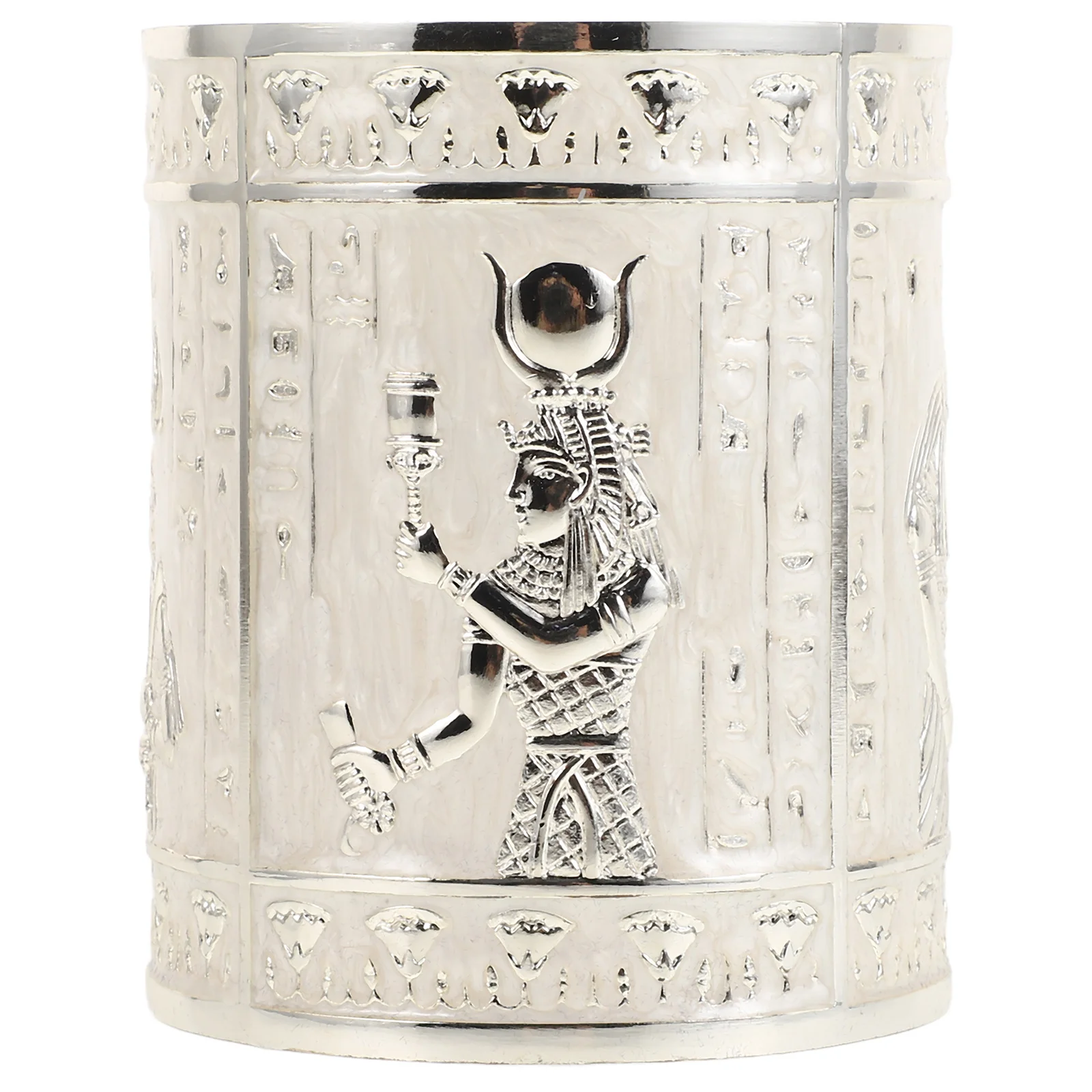 

1pc Egyptian God Statue Pen Holder Zinc Alloy Vintage Pattern Desktop Organizer For Office Study Pen Containers
