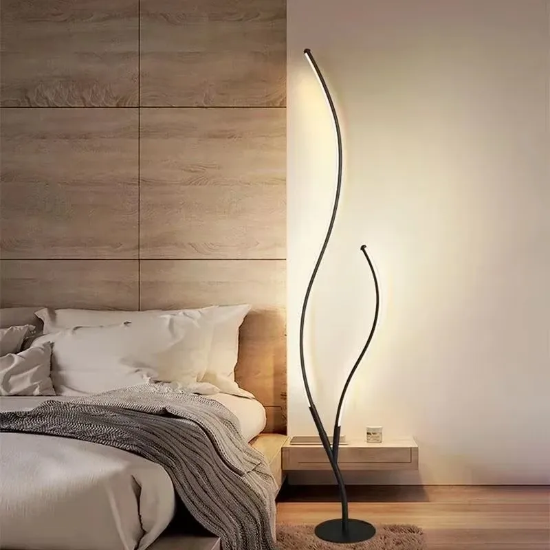 

Artistic Floor Lamp Simple and Modern Living Room Sofa Side Decoration Bedroom Headboard Double Curved Design LED Fishing Light