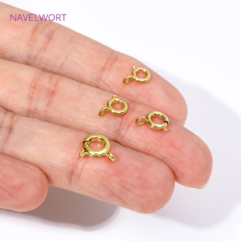 14K/18K Gold Plated Brass Spring Clasps,5/5.5/6/7mm Round Spring Clasps Connector,Clasps For Bracelets ,DIY Jewelry Accessories