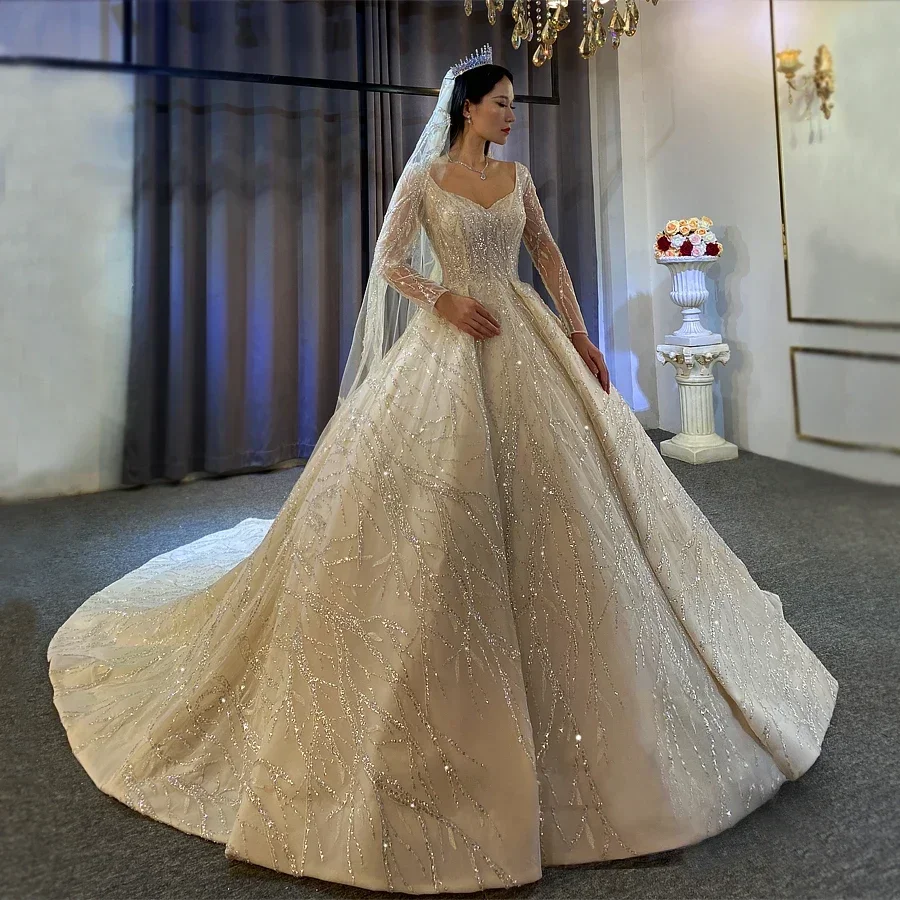 Flavinke ที่กําหนดเองหรูหราชุดแต่งงานอย่างเป็นทางการ O-คอแขนกุด Robes ลูกไม้ Appliques ชุดเจ้าสาว Vestidos De Novia