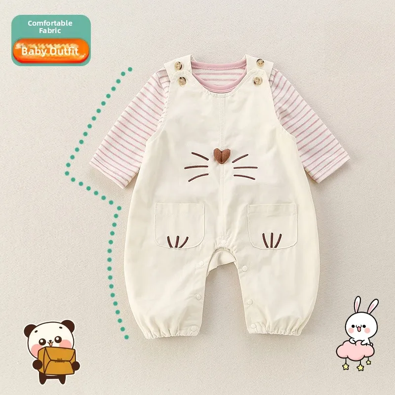 Tenue de printemps pour bébé fille mignonne, ensemble t-shirt et pantalon long à rayures, en coton décontracté, ensemble deux pièces Dr, ligne a de printemps...