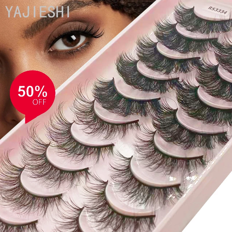 고양이 눈 컬드 눈, 길쭉한 두꺼운 인조 속눈썹, 부드러운 가짜 날개, 자연스러운 현실적인 지저분한 끝, 8D 밍크 속눈썹, 10 쌍, 신제품