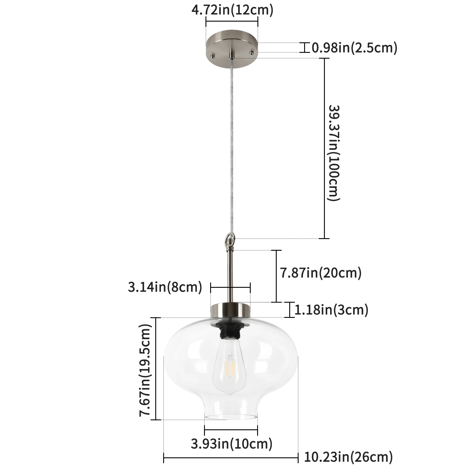 Lámpara colgante con pantalla de cristal transparente, accesorio de luz de techo para cocina, Isla, comedor