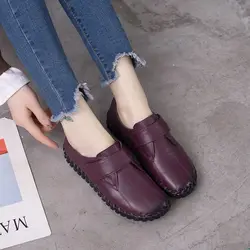 Ballet Flats Women Shoes Loafers Genuine Leather Woman Flats Slip On Women's Loafer Female Moccasins  Mom Work Shoes 35-42