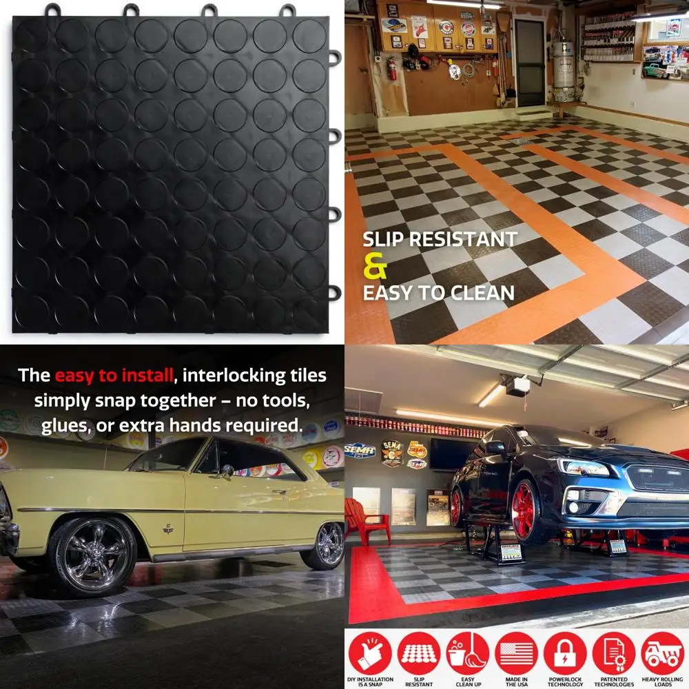 

Interlocking Heavy-Duty Copolymer Garage Floor Tiles - Non-Slip, Durable, Modular, Easy Installation for Long-Lasting Protection