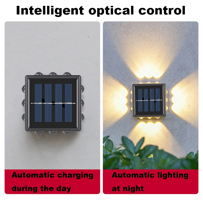 Solar LED Wall Light Up Down Light Decorative IP65 Waterproof Solar Lights for Outdoor Garden Lawn Balcony Patio Yard