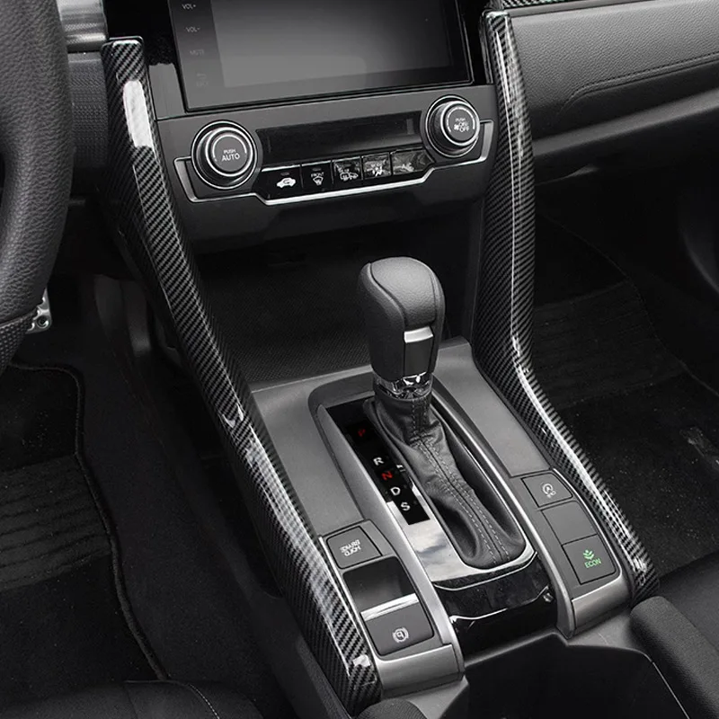 For Honda 10th Civic 2016-2021 AT HATCHBACK AT MT Interior Carbon Pattern Gear Decoration Sticker Car Accessories