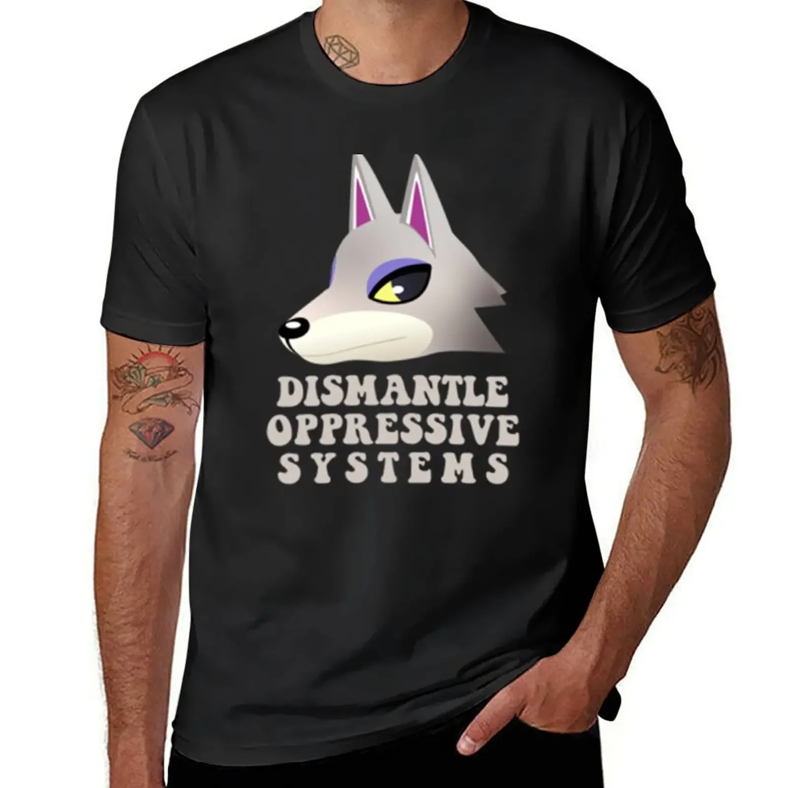 fang says dismantle oppressive systems! T-Shirt Short sleeve tee graphic shirts summer top black t shirts for men