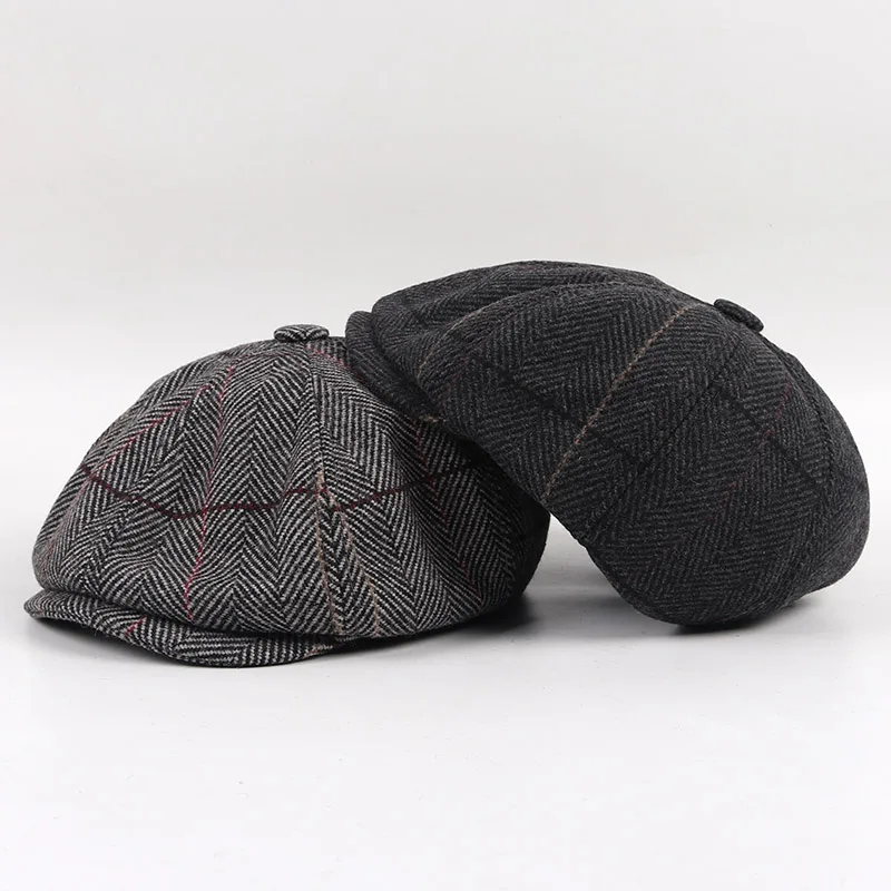 Classic Beret Homme Caps for Men Autumn 2024 Spring Casual Boina Peaky Blinders Striped Dad Newsboy Octagonal Flat Cap Dad