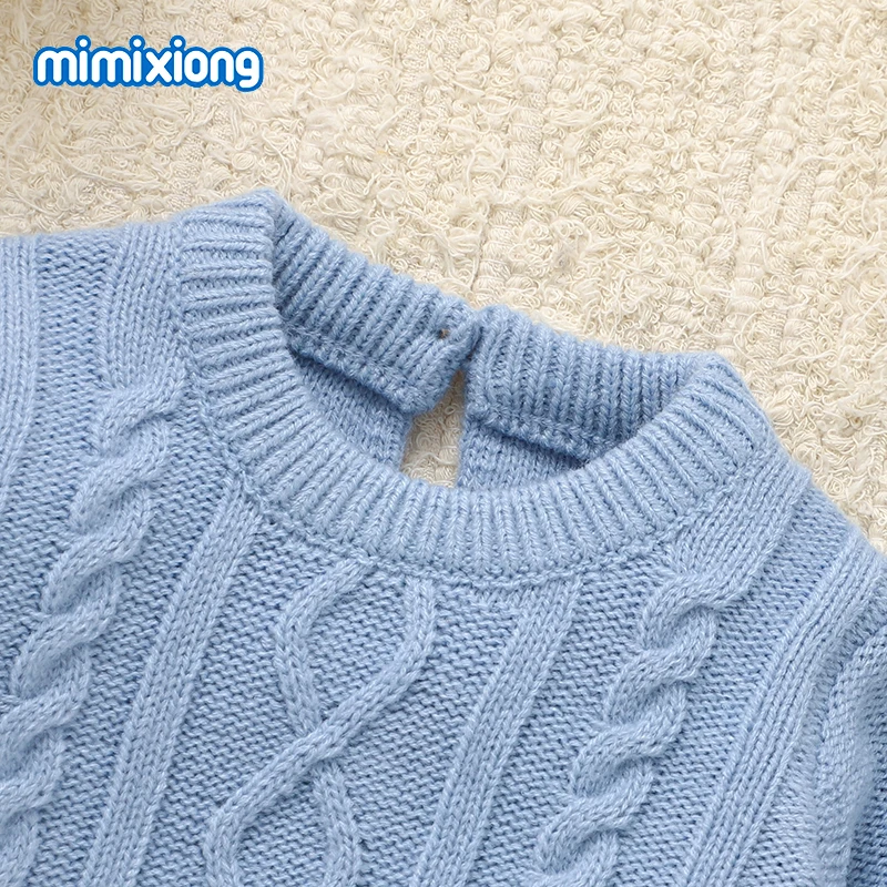 طفل الفتيان الملابس مجموعات الأزرق شتاء دافئ محبوك الوليد الرضع سترة البلوز القمم + السراويل + القبعات الدعاوى 3 قطعة 0-1Y ملابس أطفال #4