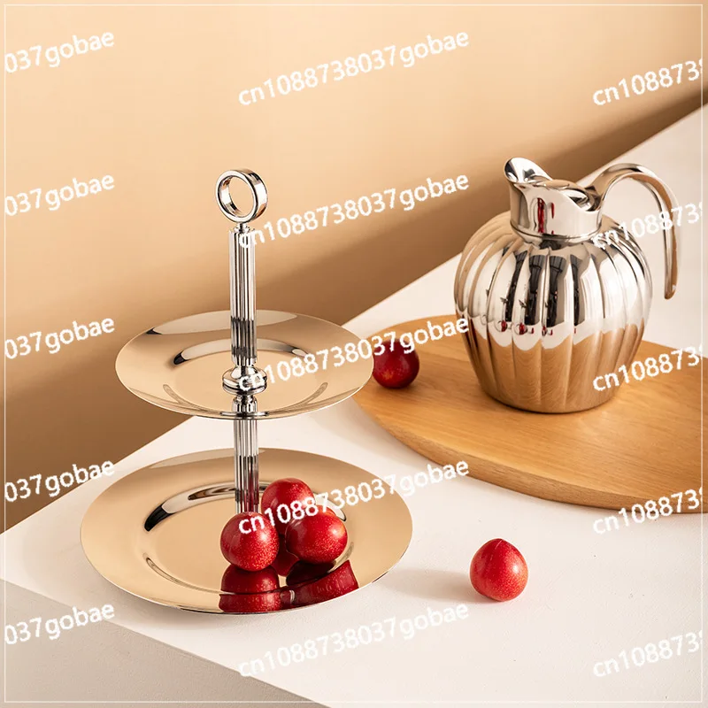 

European stainless steel cake rack, light luxury afternoon tea cake rack