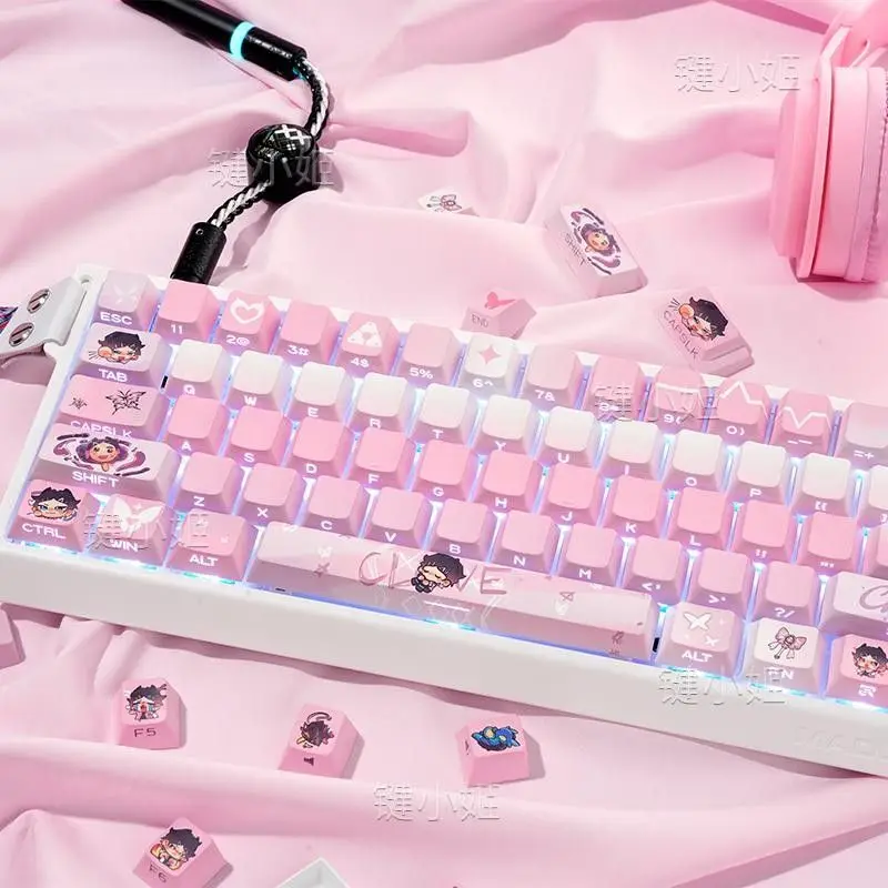 

130 Keys Clove‌ Custom Keycaps Anime Chreey PBT Side Transparent Key Caps for Made68 Mad68 Wooting 60 Mechanical Keyboard