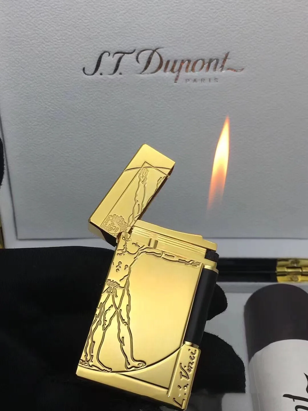 S.T. Dupont L2 Vitruviano Engraved Lighter Collection