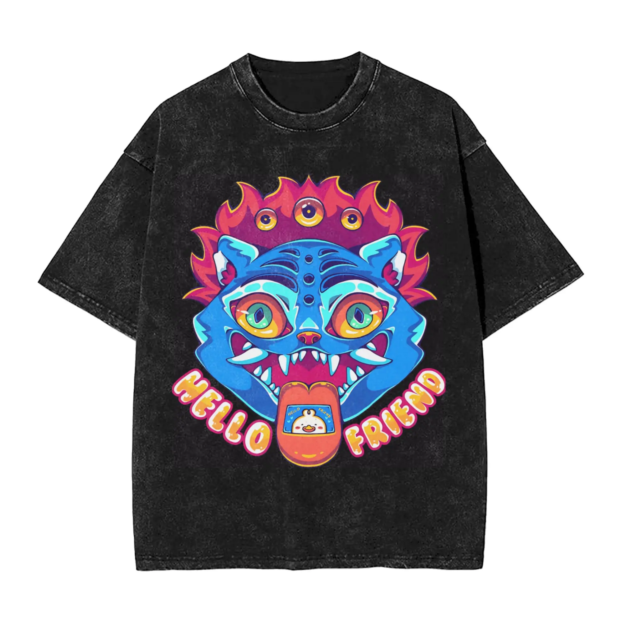 

Уличные футболки Harajuku, мужские футболки KPop Demon Hunters Derpy Tiger 2025, повседневная винтажная хлопковая футболка с рисунком, мужская верхняя одежда