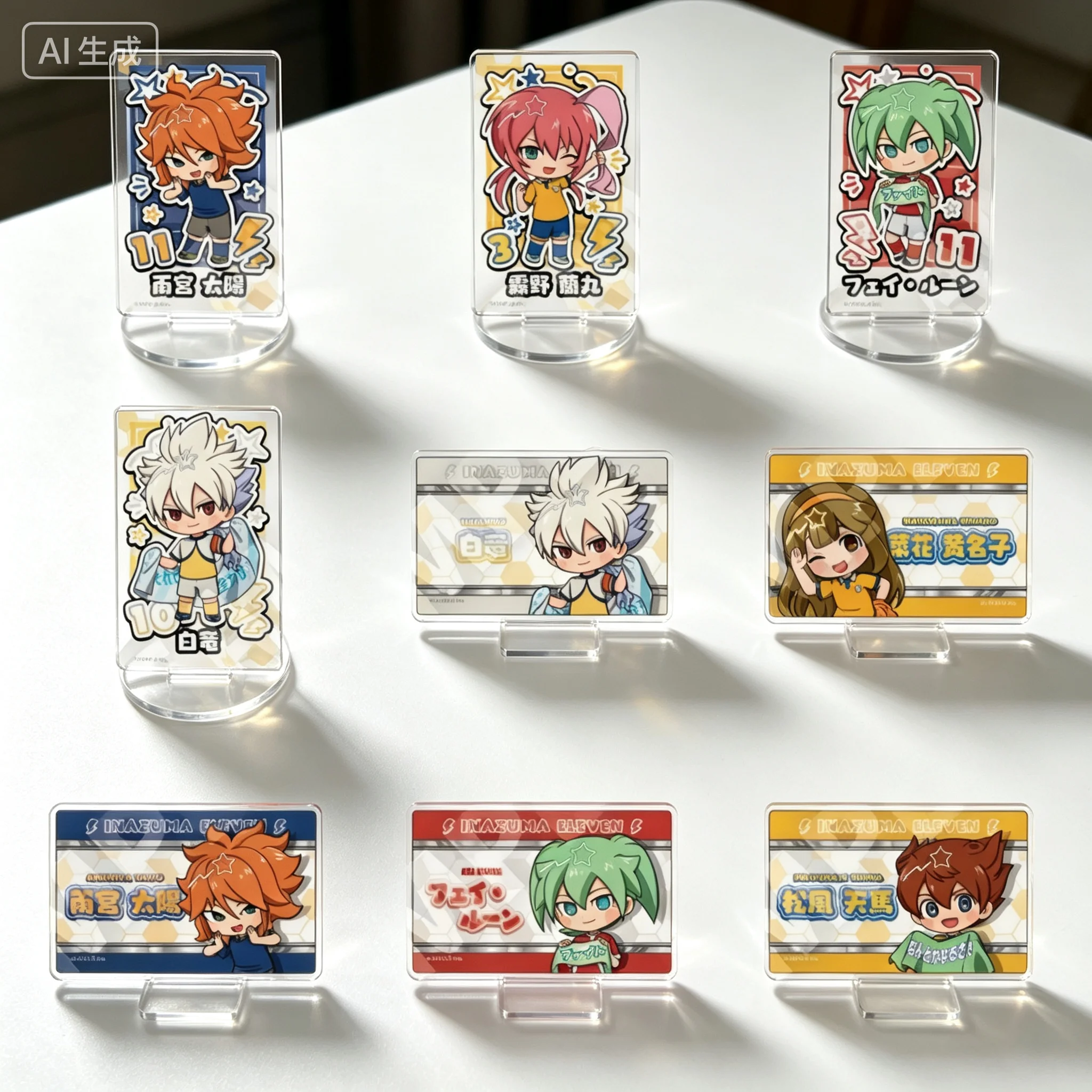 Anime Inazuma Eleven: Victory Road Sasanami Unmei Endo Haru Q-Style Rectangle Acrylic Stand Model Plate Keychains Desk Decor