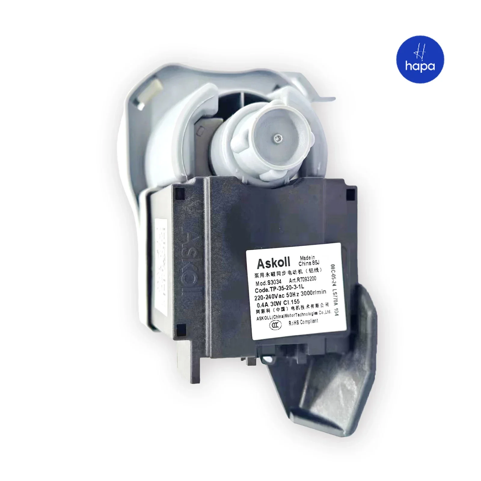 Askoll S3034 TP-35-20-3-1L 11001011001769 220-240V 50Hz 0.4A 30W Dishwasher Motor Permanent Magnet Synchronous Pump for Midea