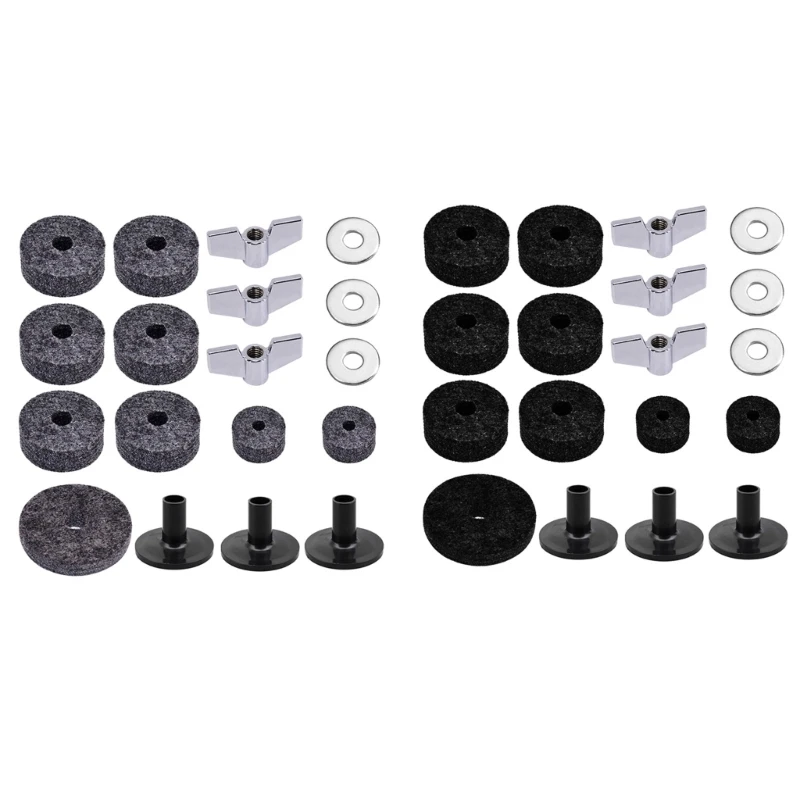 

18 Pieces/set Practical Drum Set Cymbal Felts+Sleeves+Wing Nuts+Washers Set for Drum Cymbal Stand Accessories