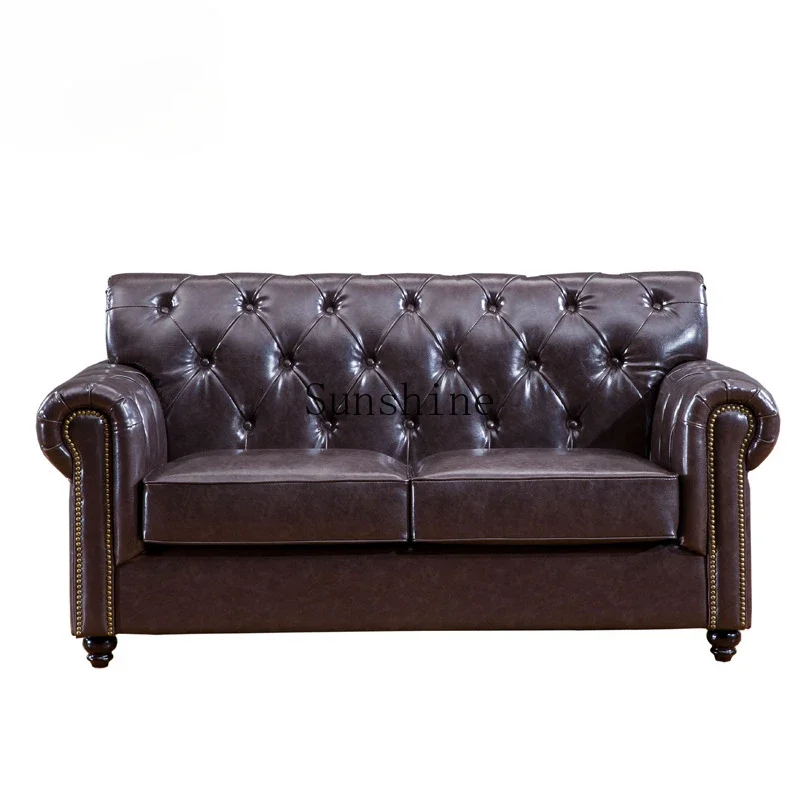 American country leather sofa living room 123 combination sofa industrial style cafe clothing hotel furniture