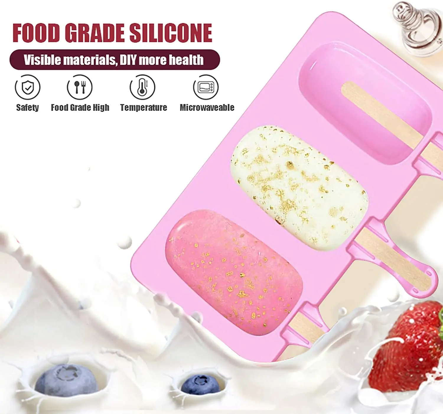 Silicone Ice Cream Mold Reusable Popsicle Molds DIY Homemade Cute Cartoon Freezer Fruit Juice Ice Pop Maker Mould Ice Tray