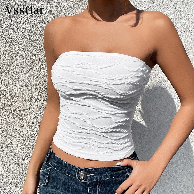 Vsstiar Sexy Backless Bustier Tops New Fashion Summer Sleeveless Bodycon Corset Vest Black White Party Clubwear Tanks Top