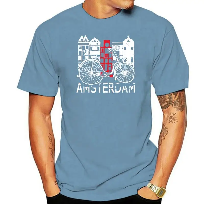 Amsterdam City Bicycle Men'S Tee T-Shirt 2024 Fashion T-Shirt Casual Short Sleeve for Men's Clothing Summer Custom Shirt Design